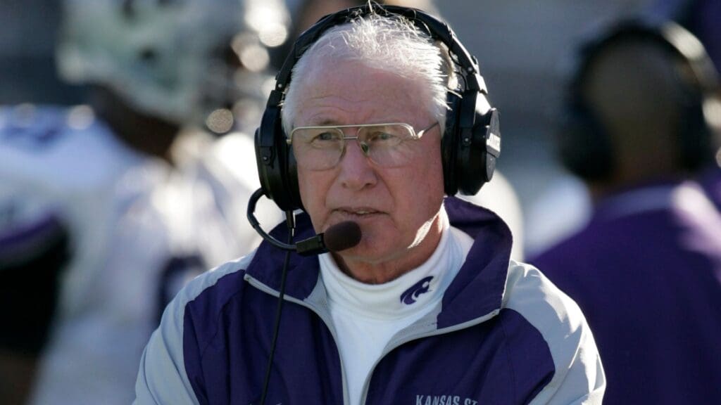Nov 6, 2004; Columbia, MO, USA; Kansas State Wildcats head coach Bill Snyder watches his team against the Missouri Tigers at Memorial Stadium. The Wildcats beat the Tigers 35-24.