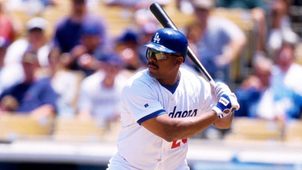 1998, Los Angeles, CA, USA; FILE PHOTO; Los Angeles Dodgers third baseman Bobby Bonilla in action at the plate at Dodgers Stadium during the 1998 season.