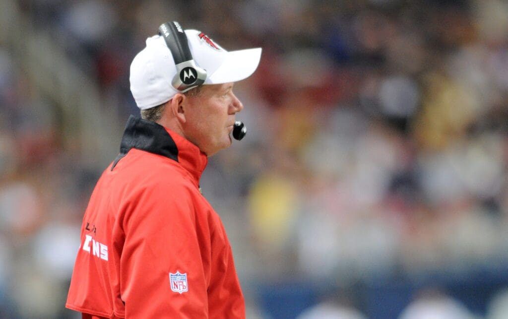 December 02, 2007; St. Louis, MO, USA; Atlanta Falcons head coach Bobby Petrino watches in the second half in the game against the St. Louis Rams at the Edward Jones Dome, St. Louis, MO. The Rams won 28-16.