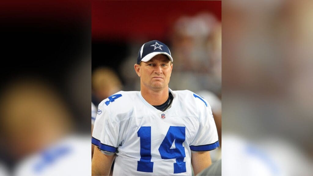 Oct. 12, 2008; Glendale, AZ, USA; Dallas Cowboys quarterback Brad Johnson against the Arizona Cardinals at University of Phoenix Stadium. Arizona defeated Dallas 30-24 in overtime.