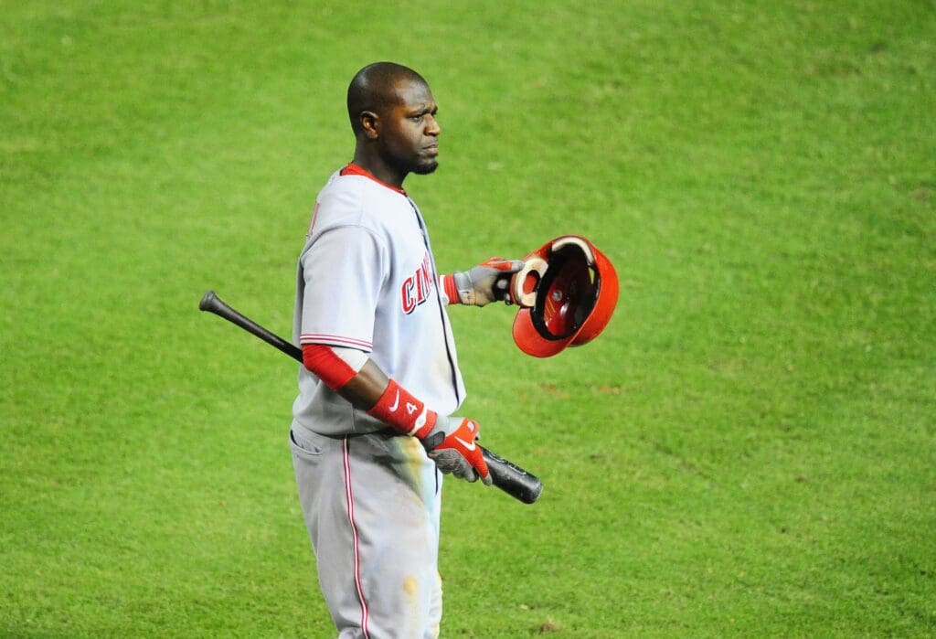 Aug. 19, 2010; Phoenix, AZ, USA; Cincinnati Reds second baseman Brandon Phillips against the Arizona Diamondbacks at Chase Field.
