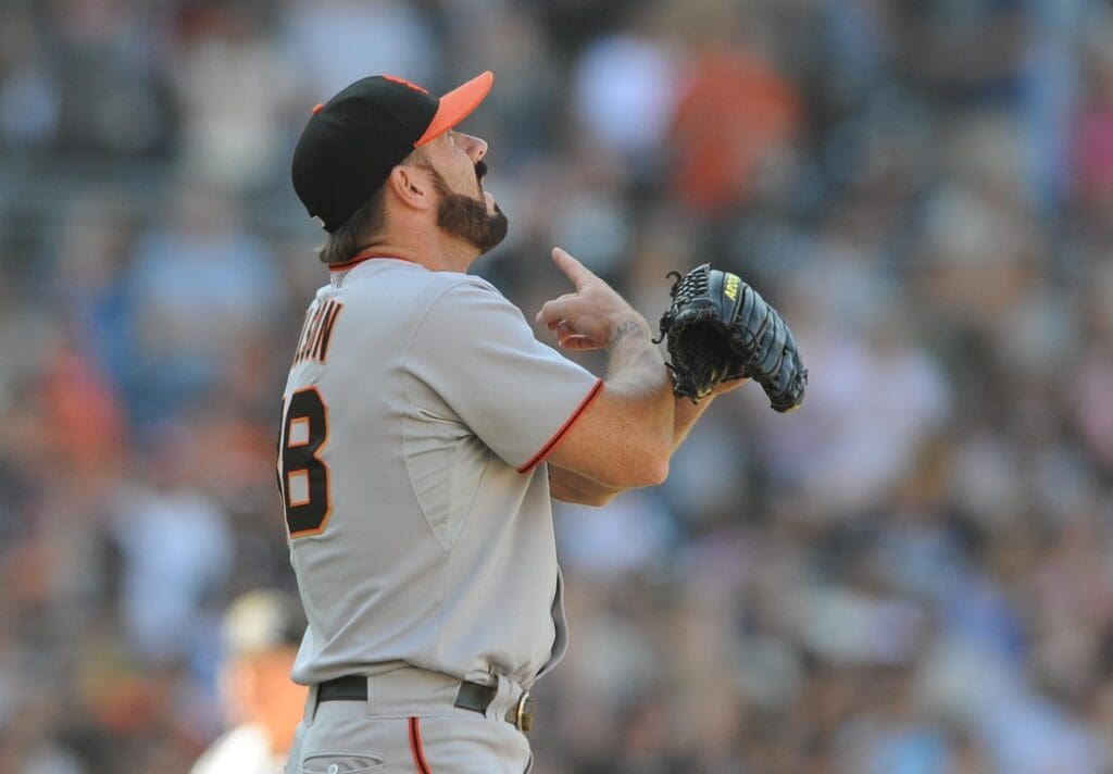 September 12, 2010; San Diego, CA, USA; San Francisco Giants relief pitcher Brian Wilson (38) following a 6-1 win against the San Diego Padres at Petco Park.