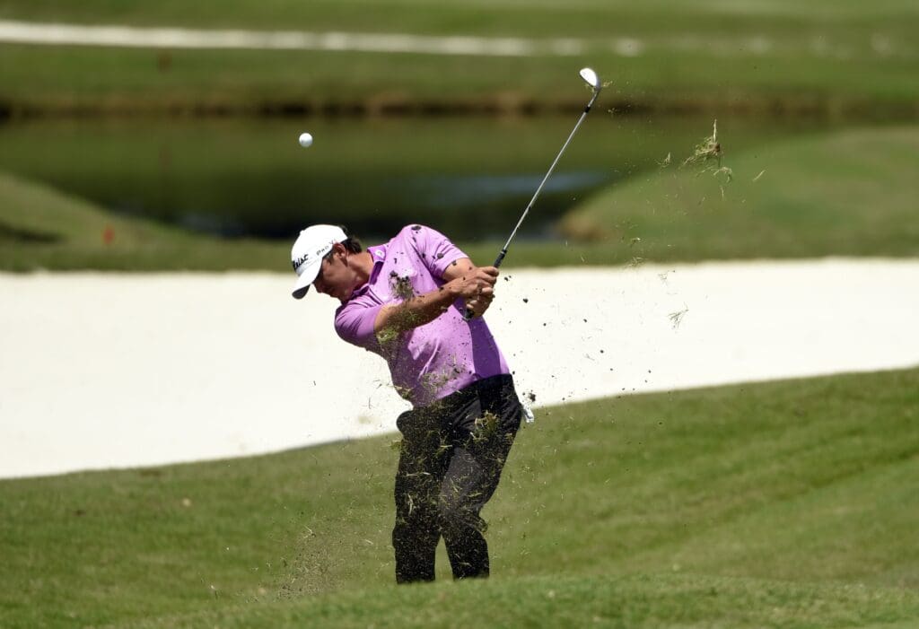 May 8, 2015; Ponte Vedra Beach, FL, USA; Brooks Koepka plays a shot from the 2nd fairway during the second round of The Players Championship golf tournament at TPC Sawgrass - Stadium Course.