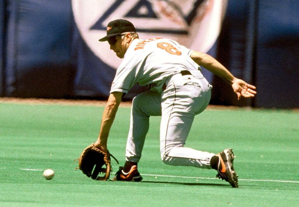 Jul 1, 1996; Toronto, ONTARIO, CANADA; FILE PHOTO; Baltimore Orioles shortstop Cal Ripken Jr. in action against the Toronto Blue Jays at the Skydome.