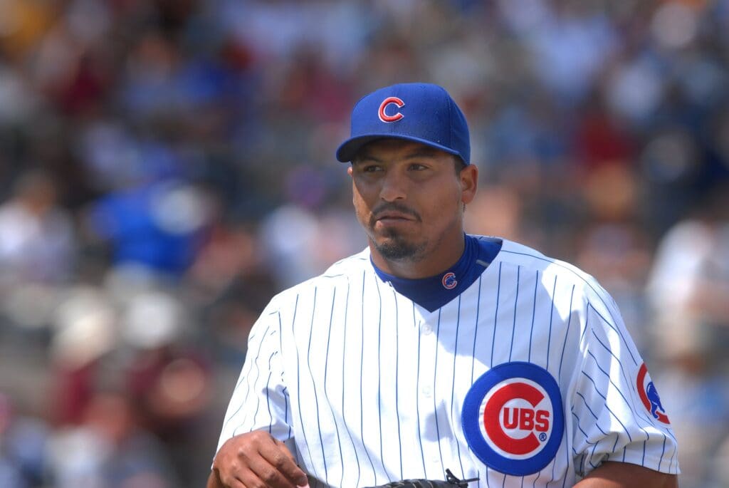 Mar 23, 2007; Mesa, AZ, USA; Chicago Cubs pitcher (38) Carlos Zambrano against the San Francisco Giants at Hohokam Park in Mesa, AZ.