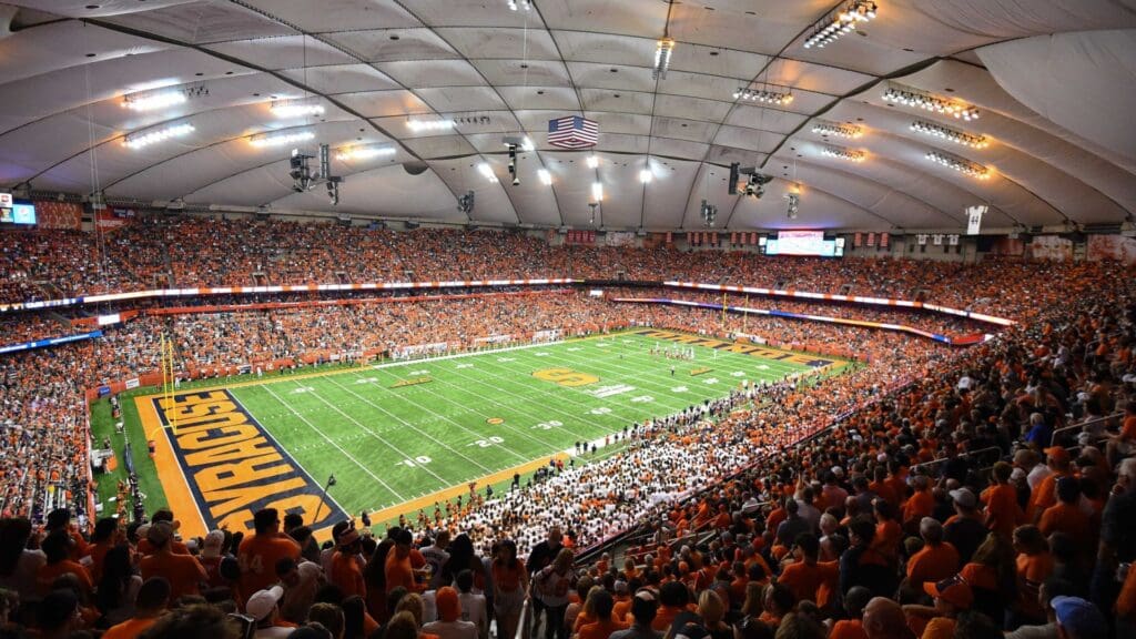 Sep 14, 2019; Syracuse, NY, USA; General view of the Carrier Dome during the second quarter of the game between the Clemson Tigers and Syracuse Orange.