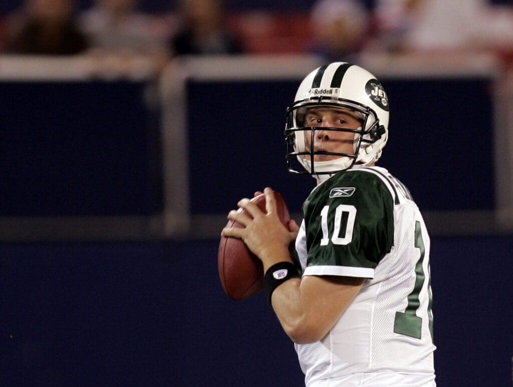 Jets QB Chad Pennington during game against the Giants at the Meadowlands Aug. 26, 2005. Giants won the game15-14.