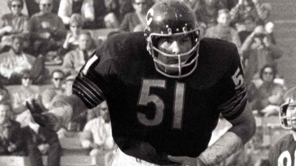 Dec 8, 1968; Los Angeles, CA, USA; FILE PHOTO; Chicago Bears linebacker (51) DICK BUTKUS in action against the Los Angeles Rams at Memorial Coliseum. The Bears defeated the Rams 17-16.