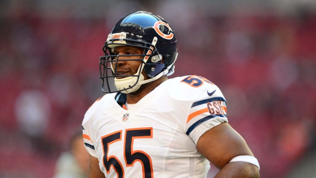 Dec. 23, 2012; Glendale, AZ, USA: Chicago Bears linebacker Lance Briggs (55) against the Arizona Cardinals at University of Phoenix Stadium. The Bears defeated the Cardinals 28-13.