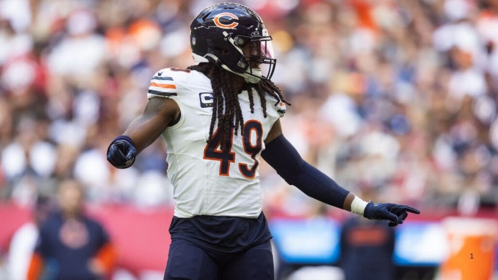 Nov 3, 2024; Glendale, Arizona, USA; Chicago Bears linebacker Tremaine Edmunds (49) against the Arizona Cardinals at State Farm Stadium.