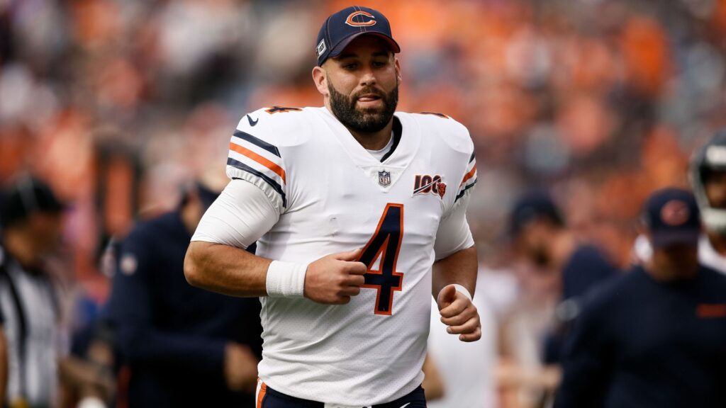 Sep 15, 2019; Denver, CO, USA; Chicago Bears quarterback Chase Daniel (4) in the second quarter against the Denver Broncos at Empower Field at Mile High