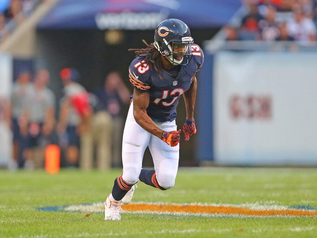 Aug 11, 2016; Chicago, IL, USA; Chicago Bears wide receiver Kevin White (13) during the first quarter against the Denver Broncos at Soldier Field.