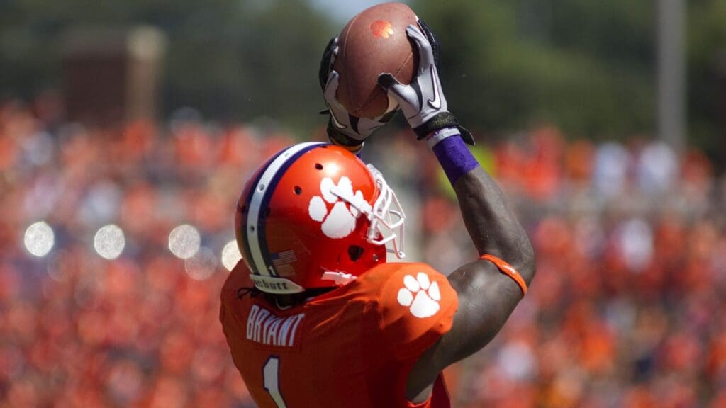 Sep 7, 2013; Clemson, SC, USA; Clemson Tigers wide receiver Martavis Bryant (1) catches a pass during the first quarter against the South Carolina State Bulldogs at Clemson Memorial Stadium.