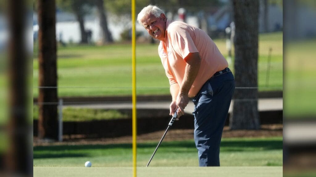 Nov 10, 2023; Phoenix, AZ, USA; Colin Montgomerie hits a putt during round 2 of the Charles Schwab Cup championship at Phoenix Country Club.