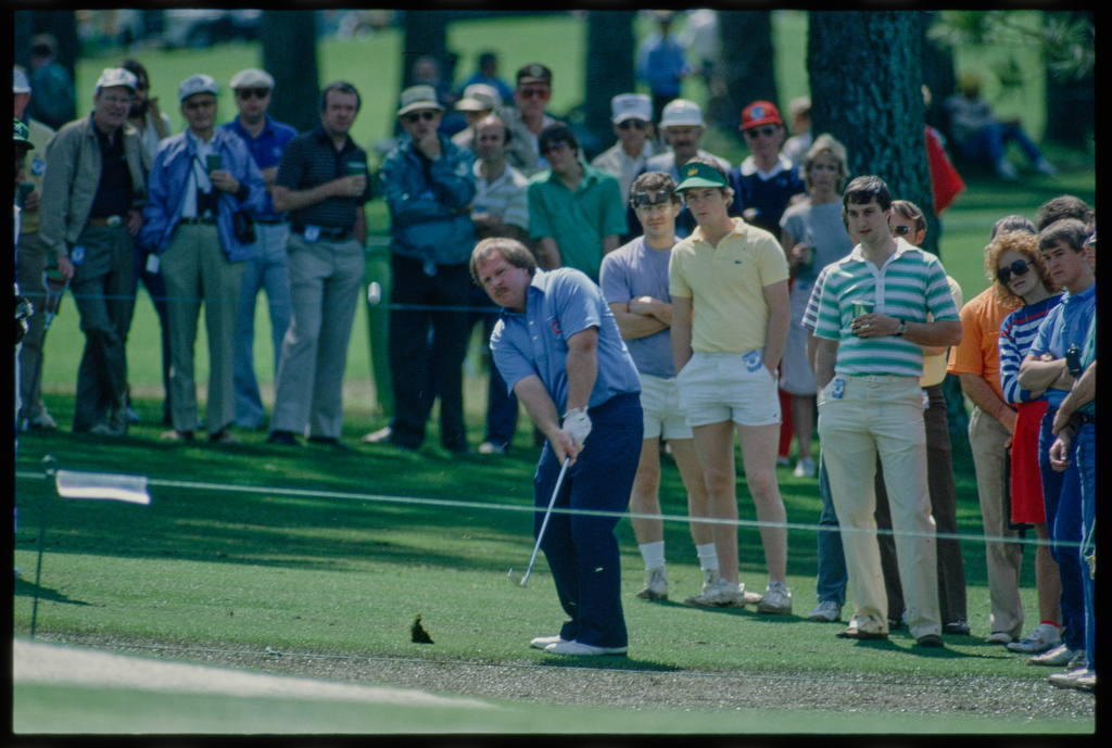 04/07/1983; Augusta, Georgia, USA; Craig Stadler chips ball onto green at Augusta National Golf Course during the 1983 Masters.