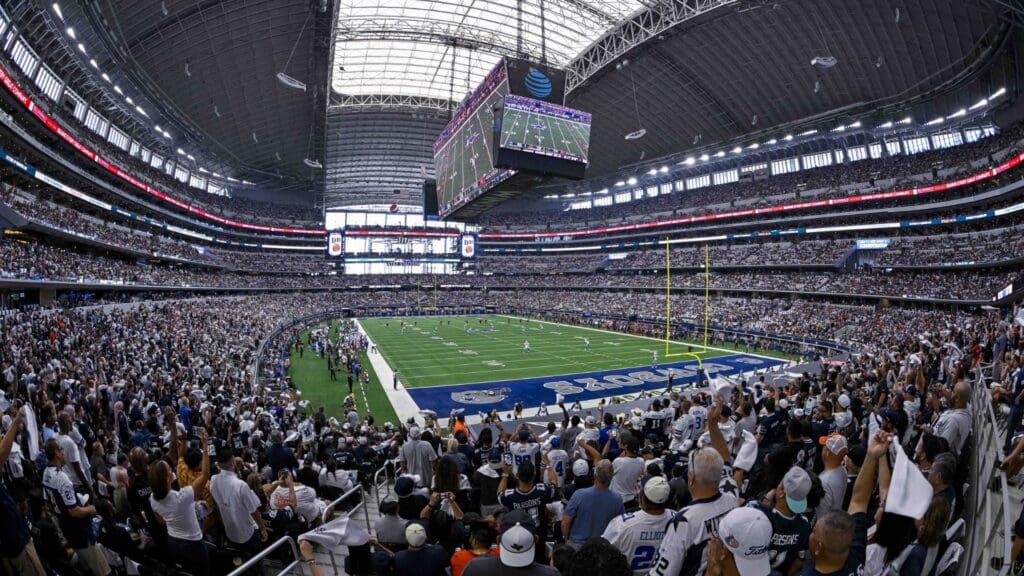 Sep 18, 2022; Arlington, Texas, USA; A general view of the fans and the stands and the stadium during the game between the Dallas Cowboys and the Cincinnati Bengals at AT&T Stadium.