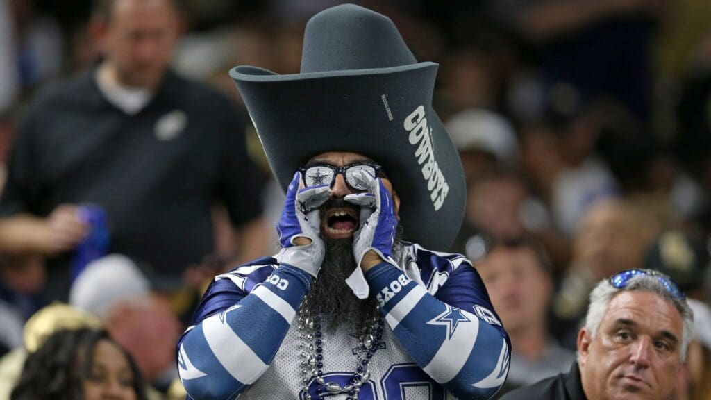 Sep 29, 2019; New Orleans, LA, USA; A Dallas Cowboys fan in the second quarter of their game against the New Orleans Saints at the Mercedes-Benz Superdome