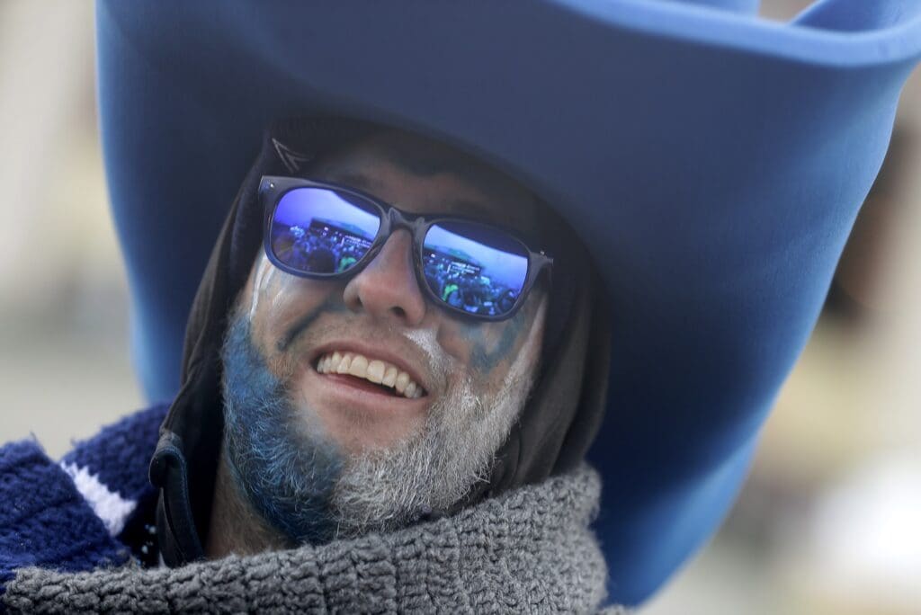 Apr 25, 2025; Green Bay, WI, USA; Dallas Cowboys fan Justin Craney of Sheboygan, Wisconsin, during the second day of the 2025 NFL Draft at Lambeau Field.