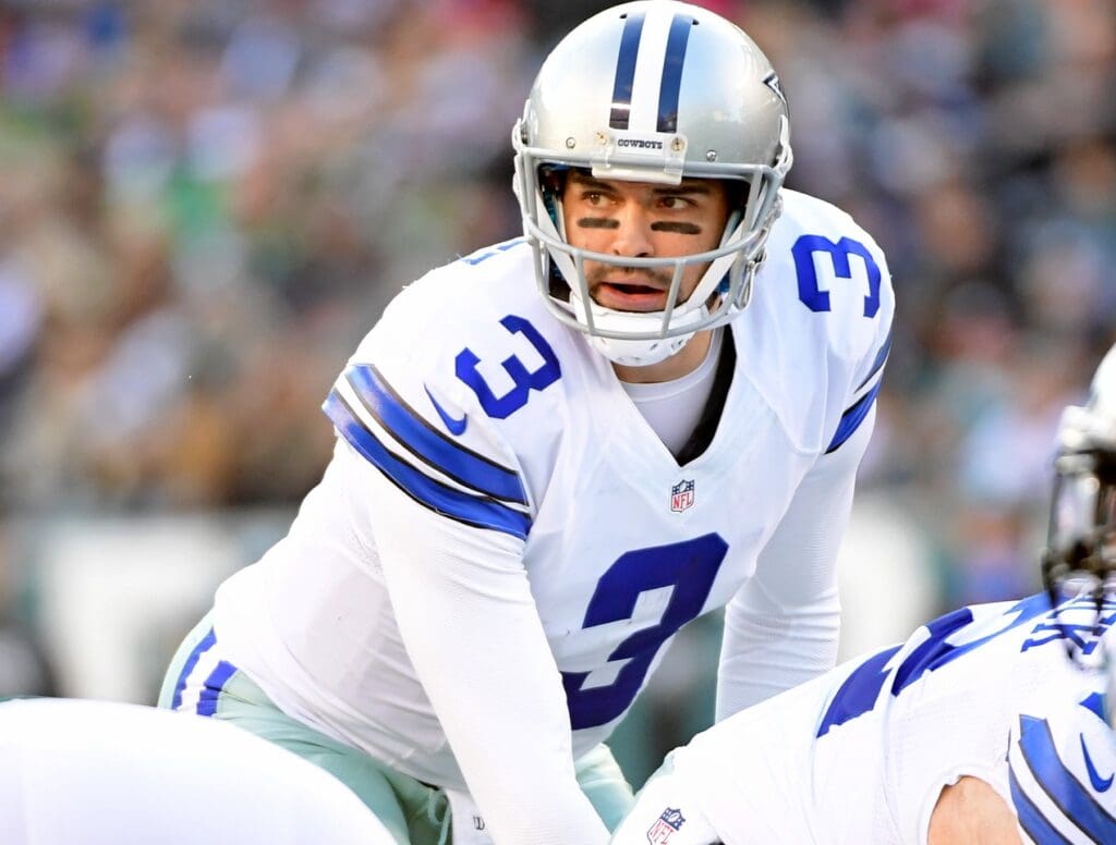 Dallas Cowboys quarterback Mark Sanchez (3) during the third quarter against the Philadelphia Eagles at Lincoln Financial Field. The Eagles defeated the Cowboys, 27-13
