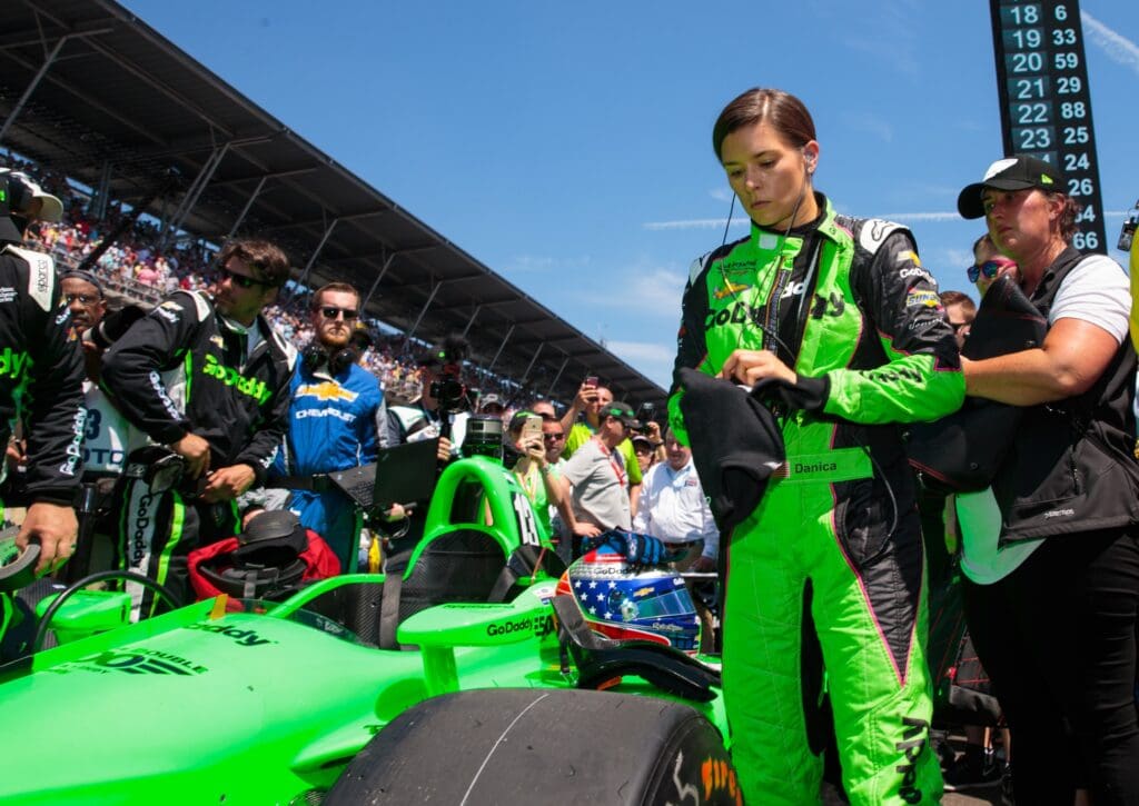 May 27, 2018; Indianapolis, IN, USA; IndyCar Series driver Danica Patrick prior to the 102nd Running of the Indianapolis 500 at Indianapolis Motor Speedway.