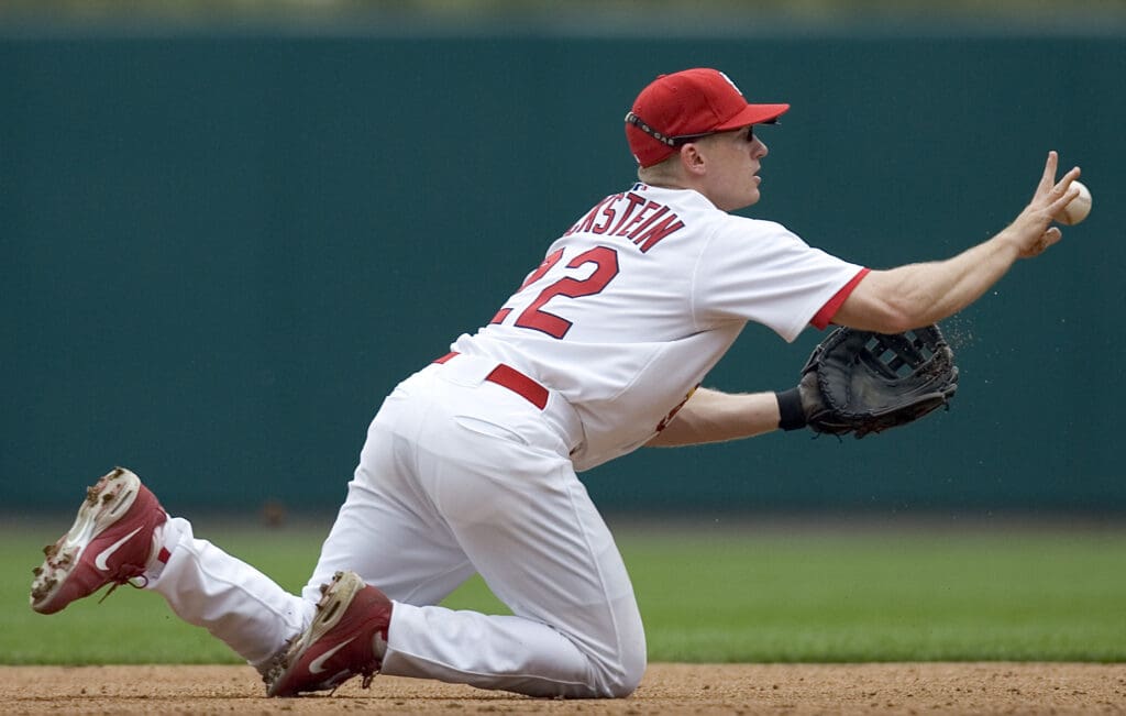 April 15, 2006 St. Louis, MO, USA; St. Louis Cardinals shortstop David Eckstein (22) fields a ground ball against the Cincinnati Reds at Busch Stadium. The Cards beat the Reds 9-3.