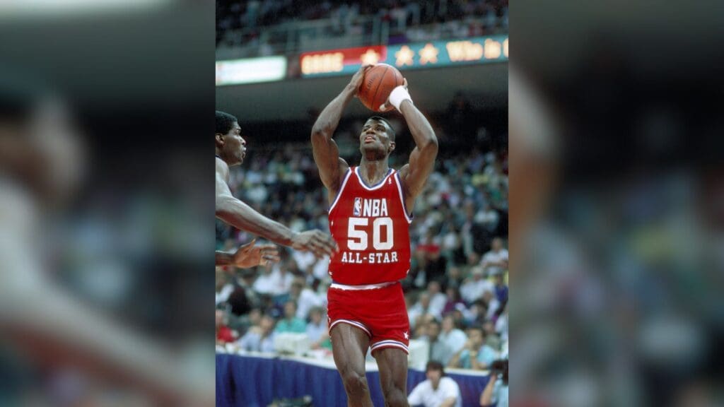 Feb 11, 1990; Miami, FL USA; FILE PHOTO; San Antonio Spurs center #50 DAVID ROBINSON in action during the 1990 NBA All Star Game at the Miami Arena.