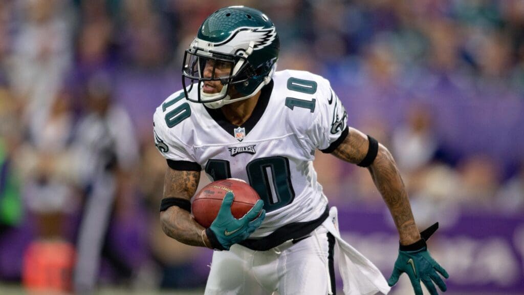 Dec 15, 2013; Minneapolis, MN, USA; Philadelphia Eagles wide receiver DeSean Jackson (10) returns a punt against the Minnesota Vikings in the third quarter at Mall of America Field at H.H.H. Metrodome. The Vikings win 48-30
