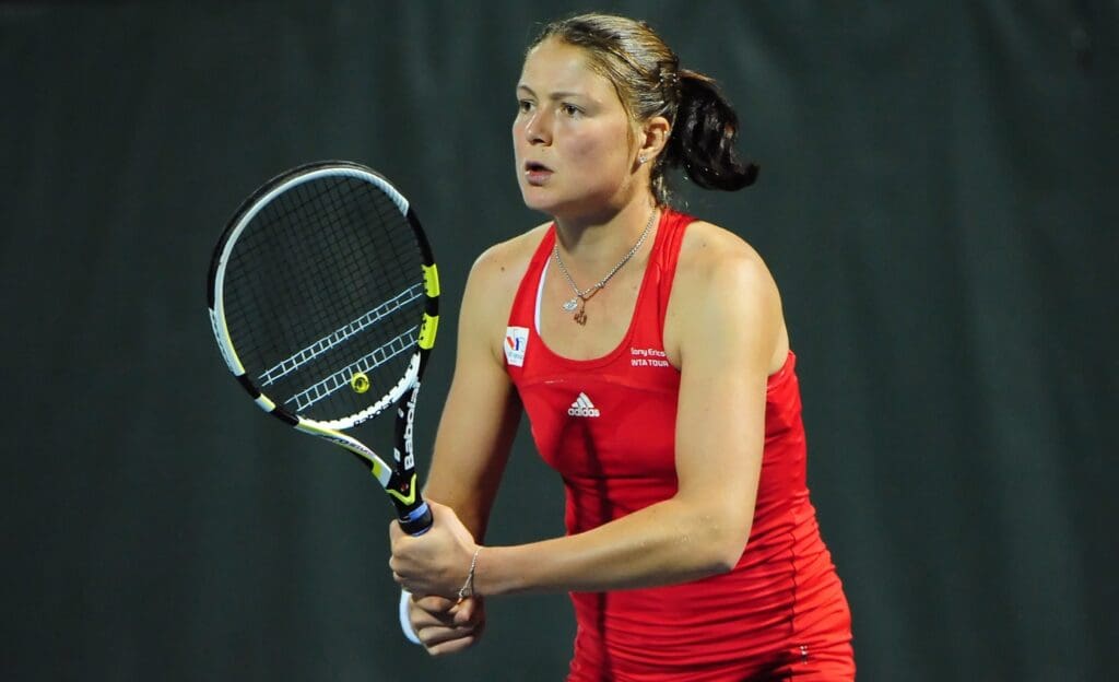 July 26, 2010; Stanford, CA, USA; Dinara Safina (RUS) prepares for the serve from Kimiko Date Krumm (JPN), not pictured, in the first round play during the Bank of the West Classic women's tennis tournament at the Taube Family Tennis Stadium.