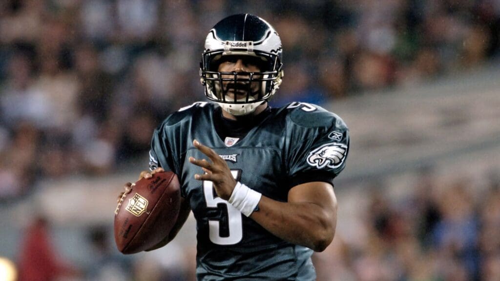 December 15, 2008; Philadelphia, PA USA; Philadelphia Eagles quarterback Donovan McNabb (5) looks for his receivers during the 30-10 win over the Cleveland Browns at Lincoln Financial Field.