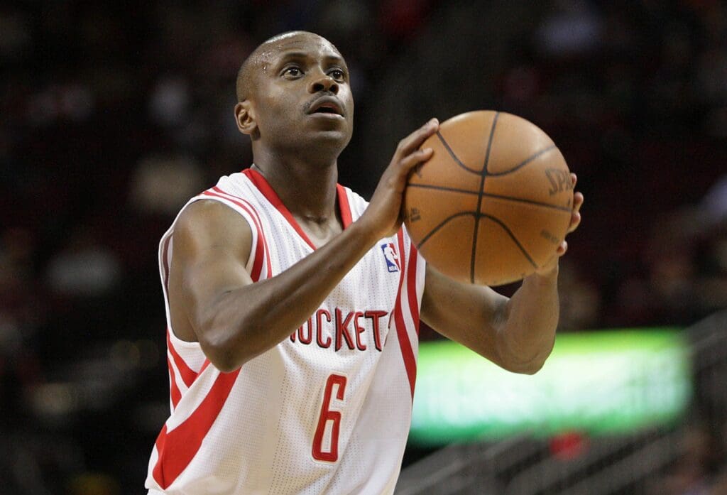 March 26, 2012; Houston, TX, USA; Houston Rockets guard Earl Boykins (6) attempts a free throw in the first quarter against the Sacramento Kings at Toyota Center.