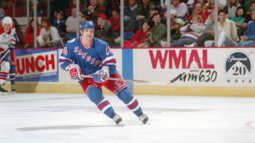 Jan 1, 1994; New York, NY, USA; New York Rangers vs. Washington Capitols. Esa Tikkanen (10).