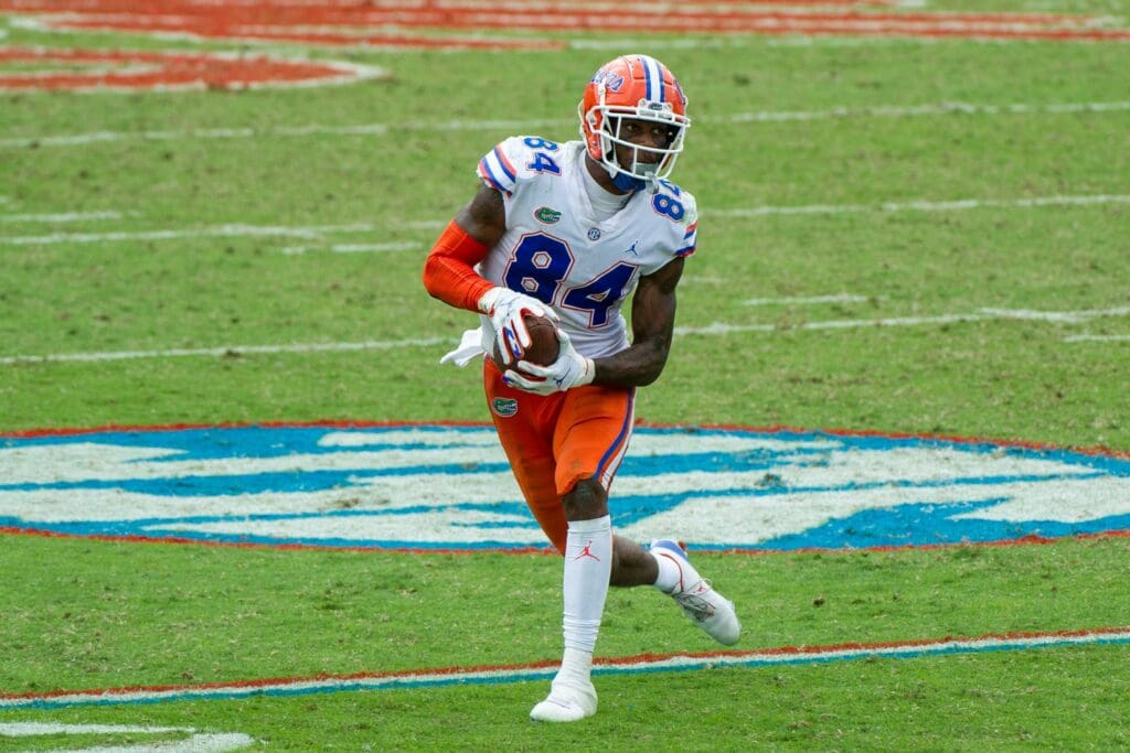 Sep 26, 2020; Oxford, Mississippi, USA; Florida Gators tight end Kyle Pitts (84) during the game against the Mississippi Rebels at Vaught-Hemingway Stadium.