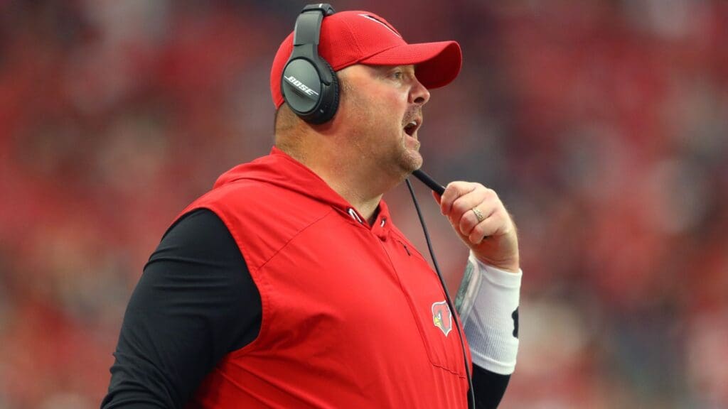 Nov 26, 2017; Glendale, AZ, USA; Arizona Cardinals running backs coach Freddie Kitchens against the Jacksonville Jaguars at University of Phoenix Stadium.