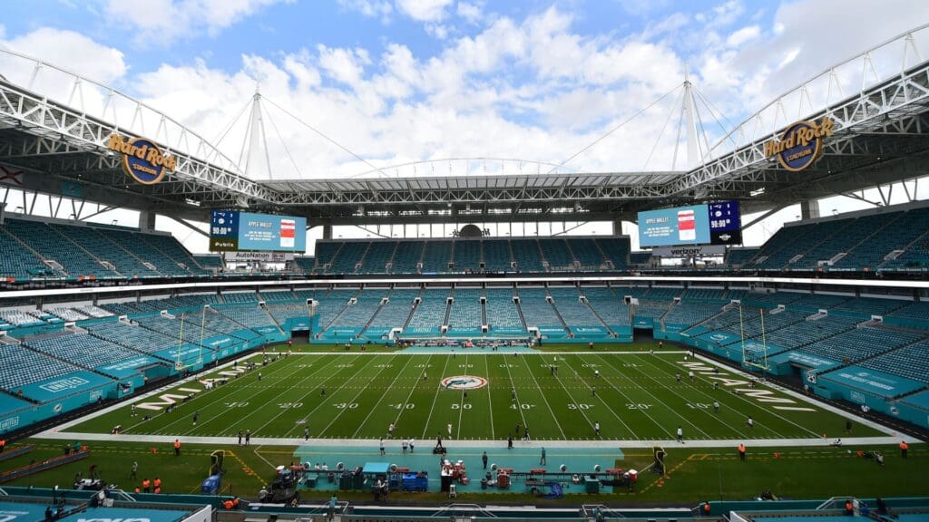 Dec 20, 2020; Miami Gardens, Florida, USA; A general view prior to the game between the Miami Dolphins and the New England Patriots at Hard Rock Stadium