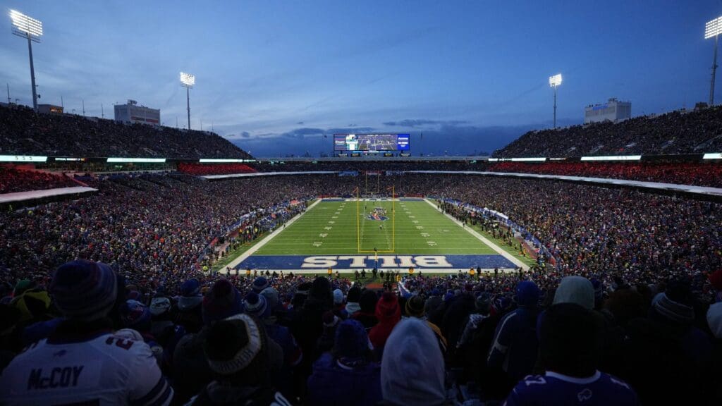 Jan 15, 2024; Orchard Park, New York, USA; General view of the stadium during the game between Buffalo Bills and the Pittsburgh Steelers in a 2024 AFC wild card game at Highmark Stadium.