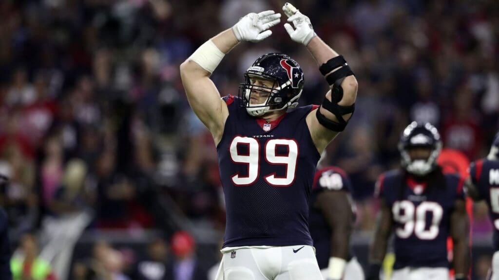 Oct 8, 2017; Houston, TX, USA; Houston Texans defensive end J.J. Watt (99) during the game against the Kansas City Chiefs at NRG Stadium