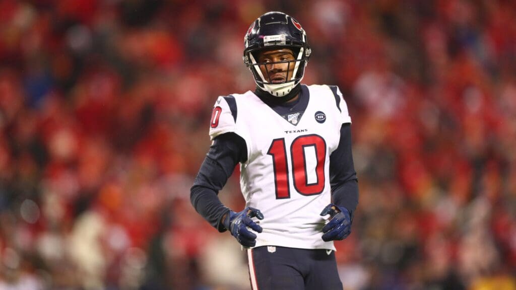 Jan 12, 2020; Kansas City, MO, USA; Houston Texans wide receiver DeAndre Hopkins (10) against the Kansas City Chiefs in a AFC Divisional Round playoff football game at Arrowhead Stadium.