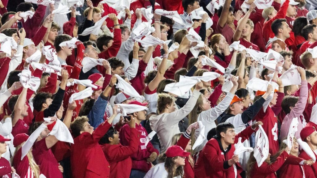 Indiana Hoosiers fans in the second half against the Michigan Wolverines at Memorial Stadium.