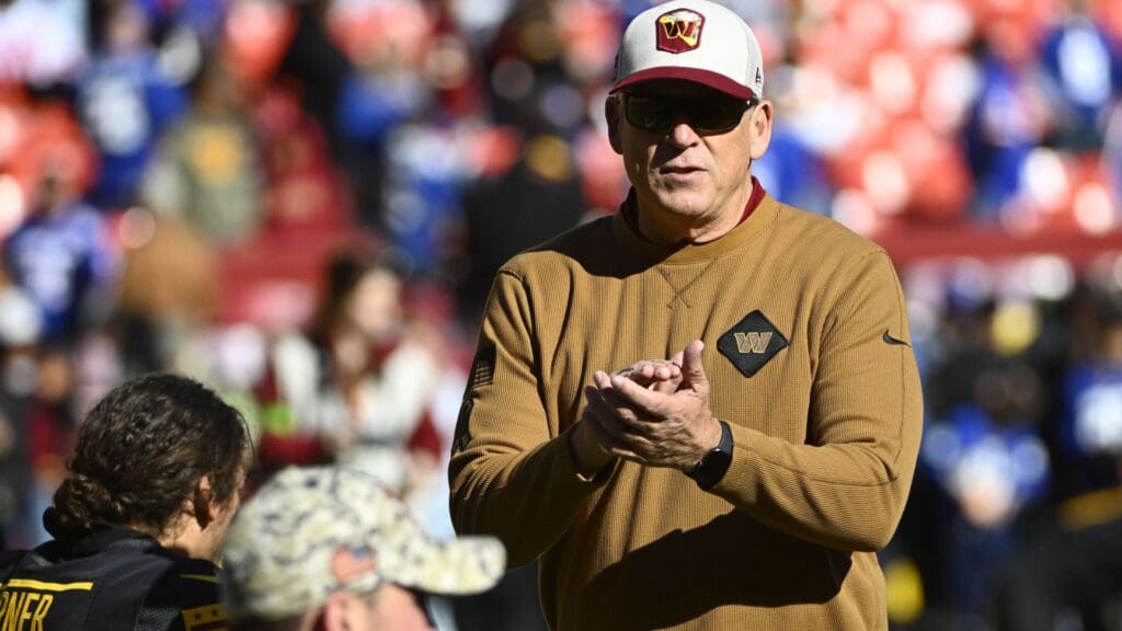 Nov 19, 2023; Landover, Maryland, USA; Washington Commanders defensive coordinator Jack Del Rio before the game against the New York Giants at FedExField.