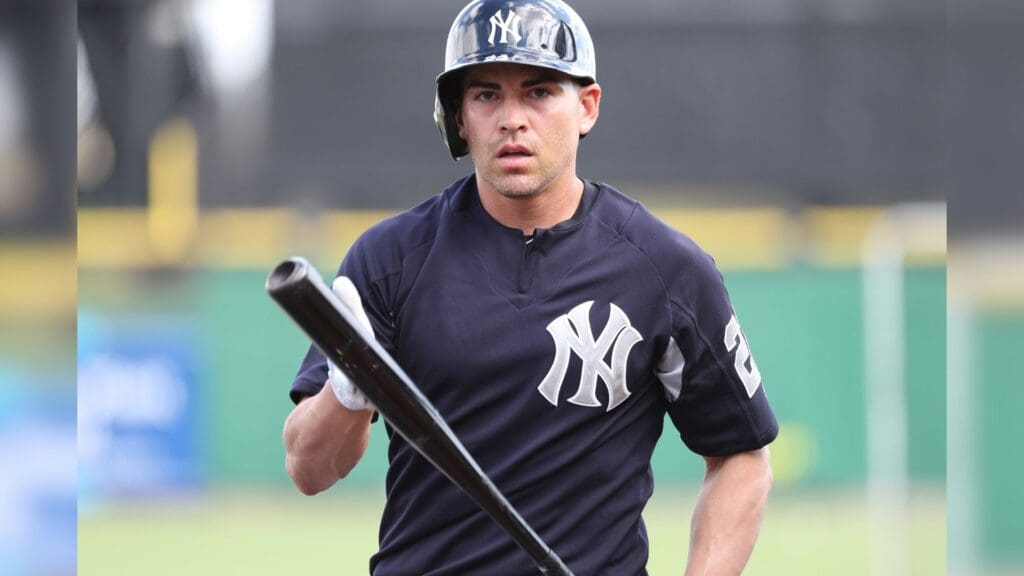 Mar 1, 2018; Clearwater, FL, USA; New York Yankees center fielder Jacoby Ellsbury (22) works out prior to the game at Spectrum Field.