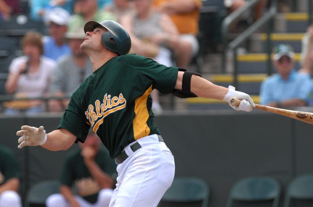 Mar 20, 2007; Phoenix, AZ, USA; Oakland Athletics catcher (18) Jason Kendall against the Chicago White Sox at Phoenix Municipal Stadium in Phoenix, AZ.