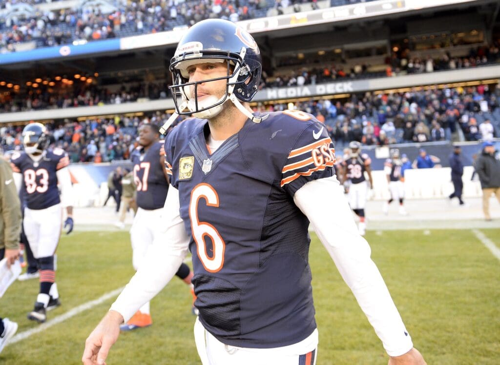 Nov 10, 2013; Chicago, IL, USA; Chicago Bears quarterback Jay Cutler (6) walks off the field after losing to the Detroit Lions at Soldier Field. Detroit defeats Chicago 21-19.