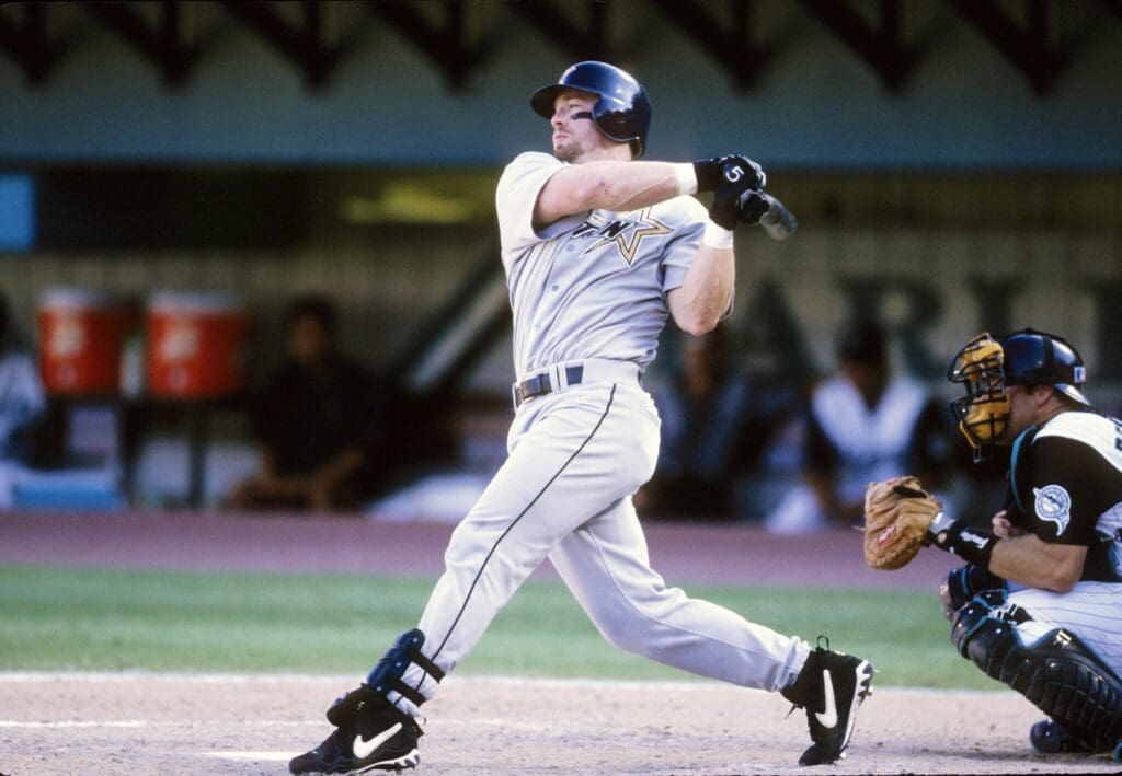 1999, Miami, Florida, USA; FILE PHOTO; Houston Astros first baseman Jeff Bagwell in action at the plate against the Florida Marlins at Dolphin Stadium.