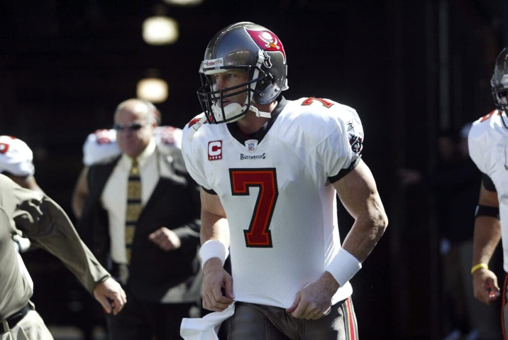 Tampa Bay Buccaneers quarterback Jeff Garcia (7) leaves the locker room for pre-game drills before the Buccaneers game against the Seattle Seahawks at Qwest Field.