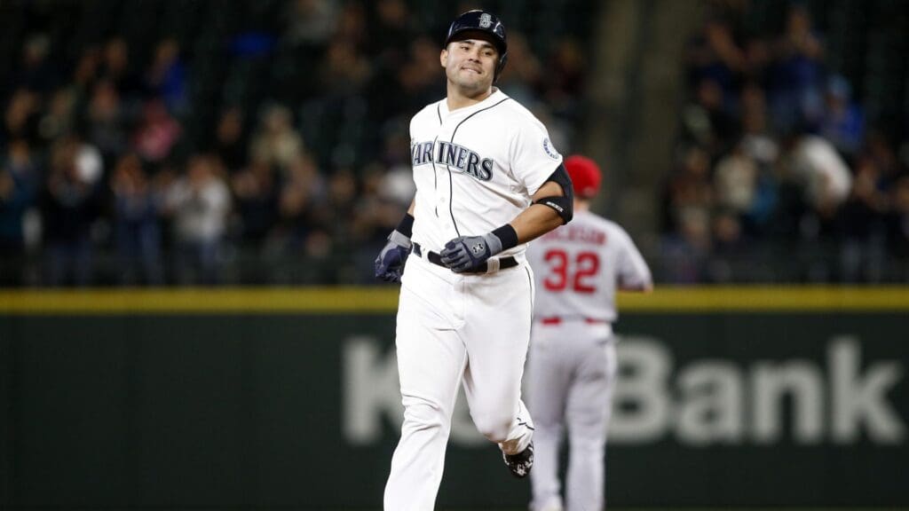 Sep 16, 2015; Seattle, WA, USA; Seattle Mariners first baseman Jesus Montero (63) runs the bases after hitting a three-run homer against the Los Angeles Angels during the fourth inning at Safeco Field.
