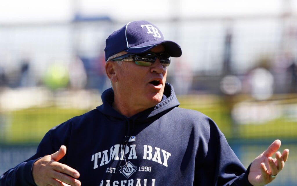March 7, 2010; Clearwater, FL, USA; Tampa Bay Rays manager Joe Maddon before the spring training game against the Philadelphia Philliesat Bright House Networks Field.