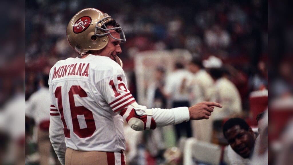 Jan 28, 1990; New Orleans, LA, USA; FILE PHOTO; San Francisco 49ers quarterback Joe Montana (16) on the sidelines against the Denver Broncos during Super Bowl XXIV at the Superdome. The 49ers defeated the Broncos 55-10.