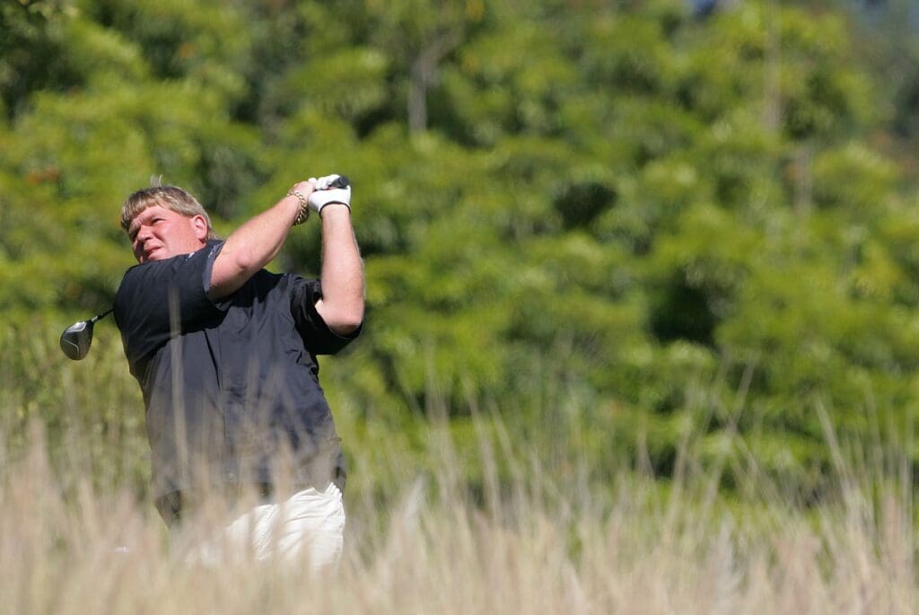 February 16, 2008: Pacific Palisades, CA, USA; John Daly (USA) tees off from the fifth hole tee box during the third round at the Northern Trust Open at the Riviera Country Club.