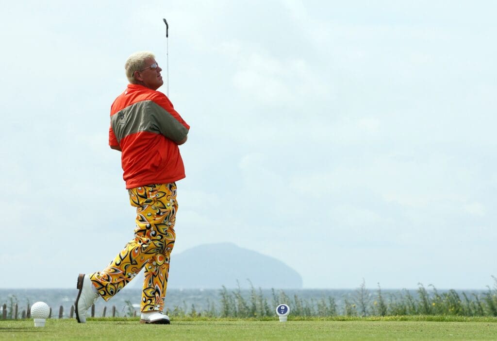 July 18, 2009; Turnberry, SCOTLAND; John Daly tees off at the 4th hole during the third round of the 2009 British Open at Turnberry Country Club