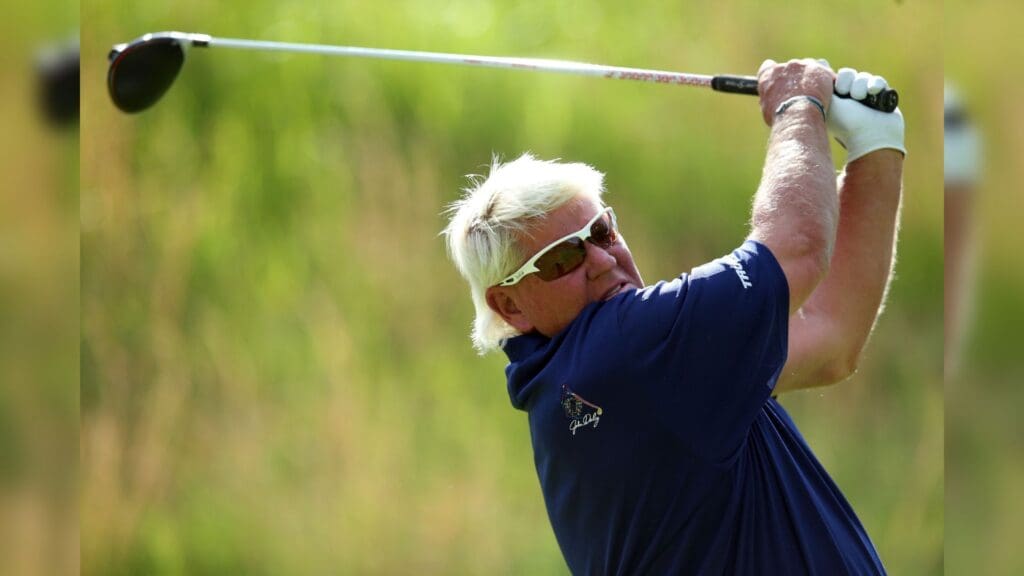 May 16, 2019; Bethpage, NY, USA; John Daly during the first round of the PGA Championship golf tournament at Bethpage State Park - Black Course.